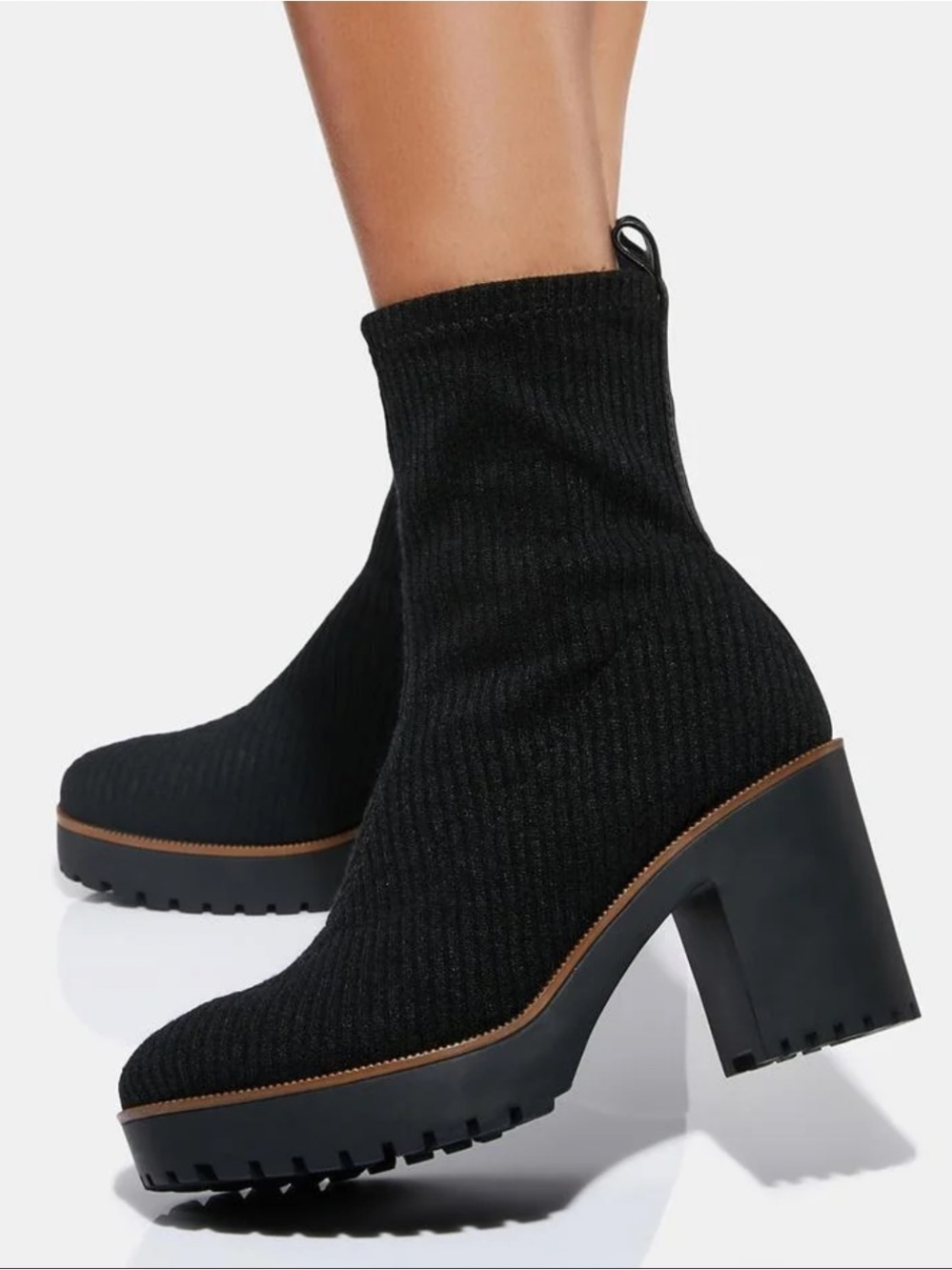 Chinese Laundry Black Garvey Chunky Heel Sock Ankle Boots Size 9